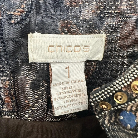 Chico's Nehru Paisley Blazer with bead and sequin detail Size 1 (M/8) - Picture 6 of 9